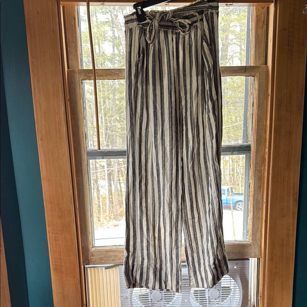 Striped Black and White Wide-Leg Pants